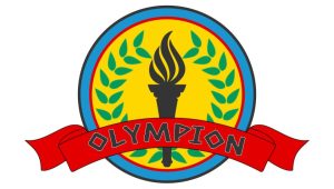 Olympion! Crest with laurel wreath and banner